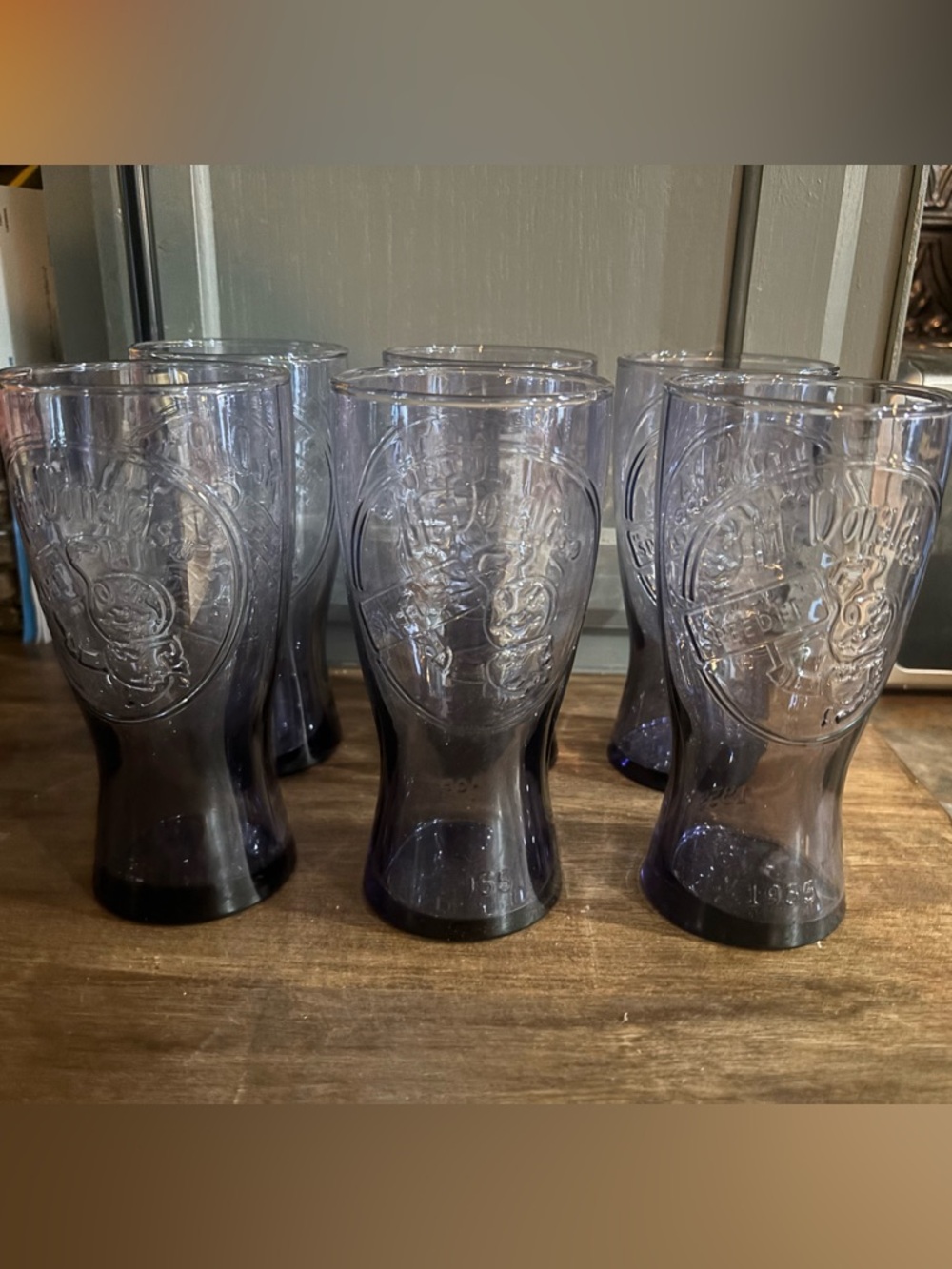 McDonald's Vintage 1955‎ Speedee Purple Glass Retro Collector Glass 6 Cups